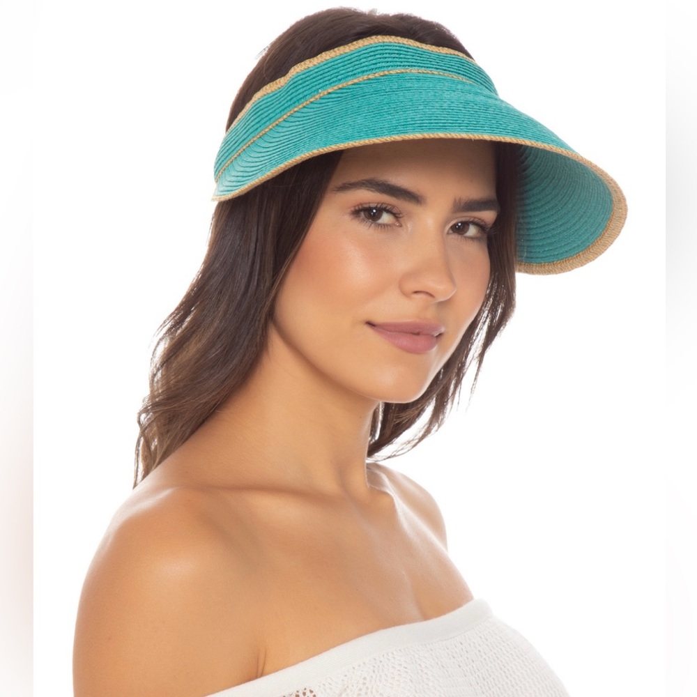 Women's Sun Visor Hats Wide Brim Straw Beach Hat Ponytail Hats Foldable Floppy - Picture 2 of 7